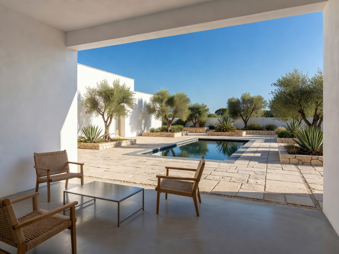 Masseria Modernist interior and outdoor courtyard in Puglia