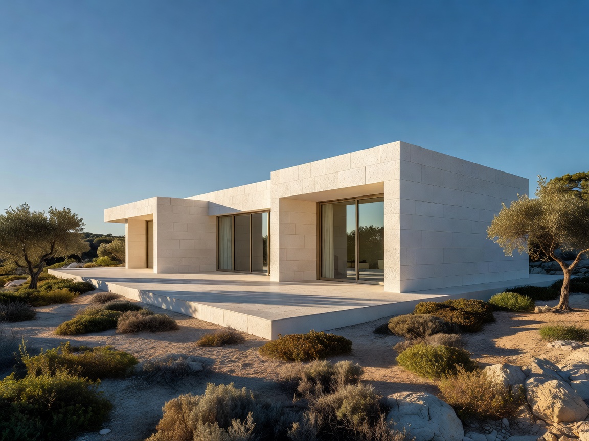 Villa Cova Blanca exterior in Ibiza with white lime wash and infinity pool
